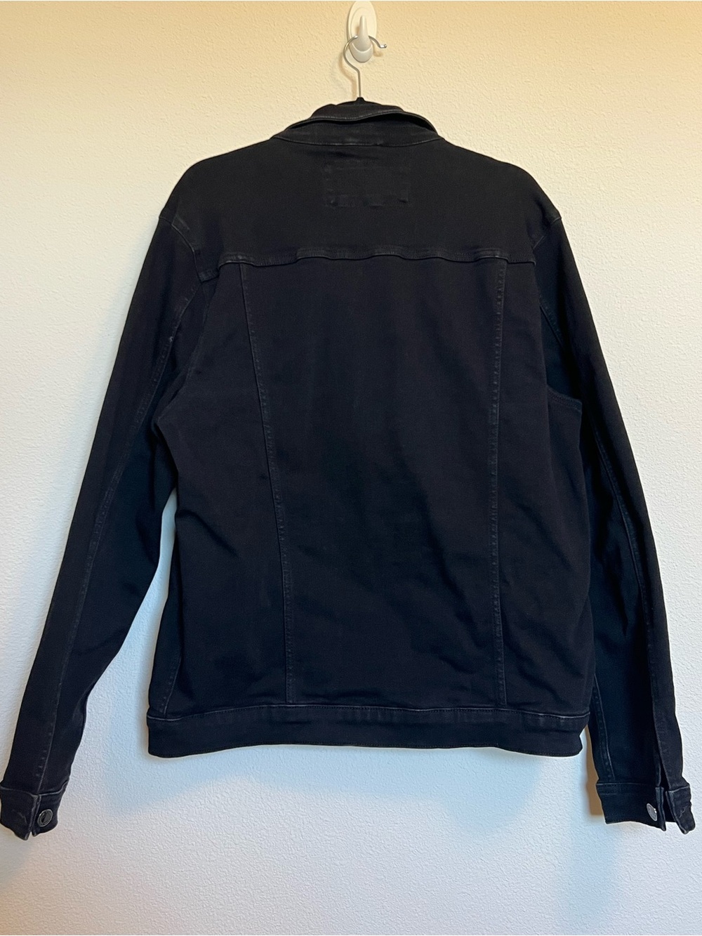 Karl Lagerfeld Black Denim Trucker Jacket w/ Embroidered Logo - Size L (EUC) - Picture 7 of 9